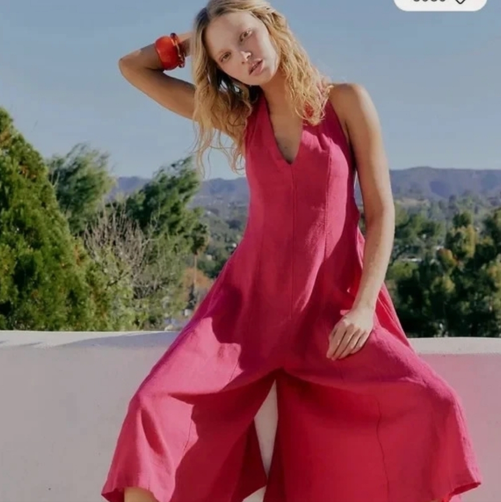 NWOT Free Est By Free People Reese Linen Culotte One-Piece